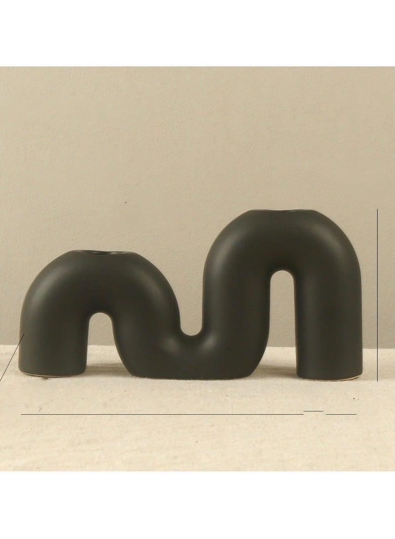 فراسة شمعدان سيراميك إبداعي رومانسي بسيط على الطراز الأوروبي حامل شموع سيراميك أسود رمضان هدية عيد ممتازة ديكور المنزل - Image 1